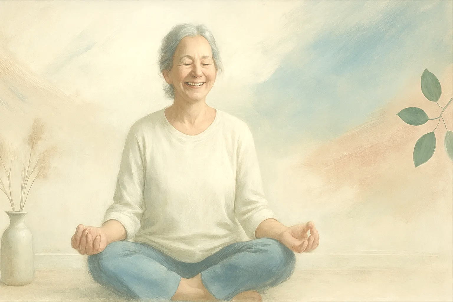 Elderly woman doing yoga
