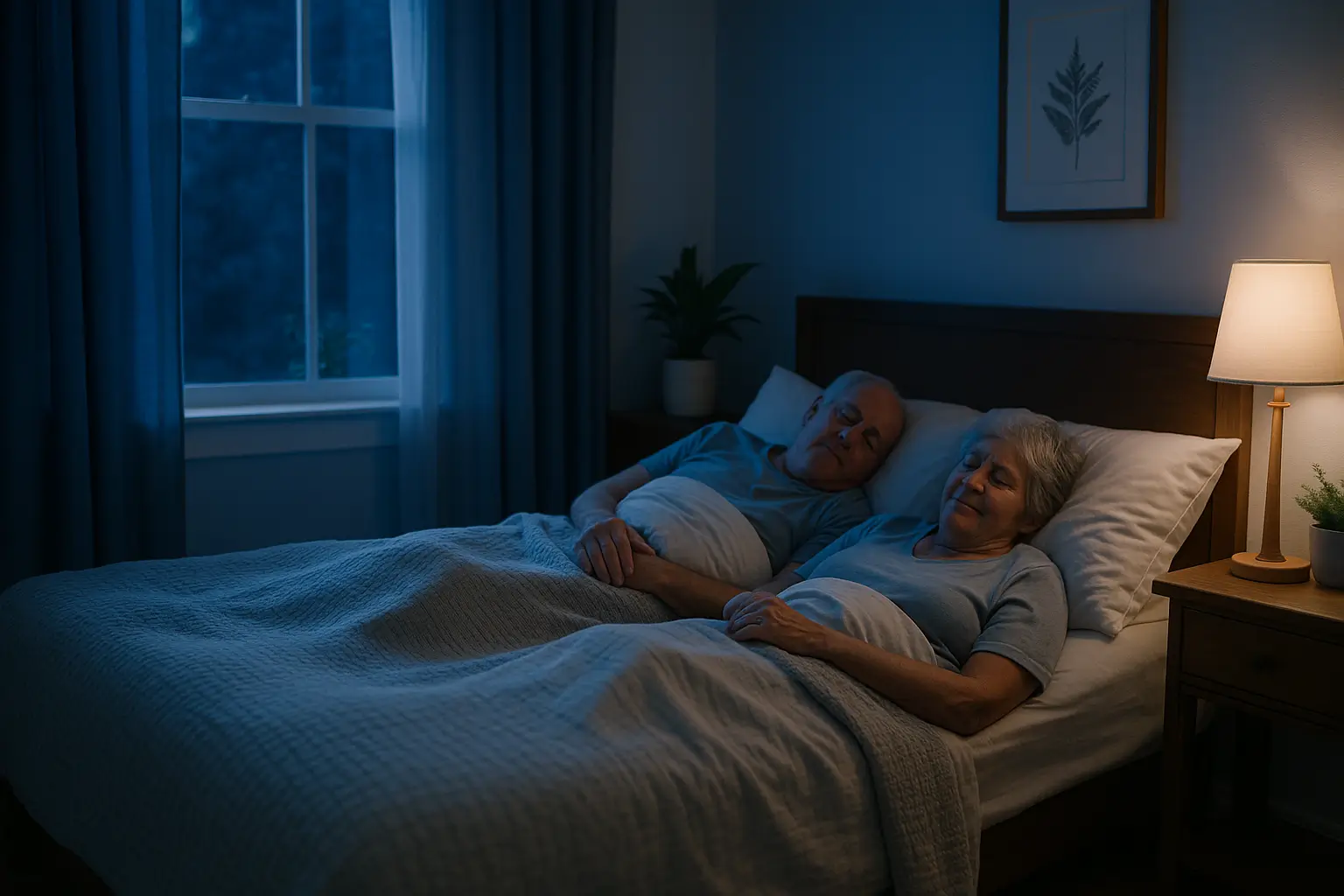 Elderly couple sleeping peacefully