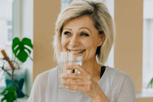 Elderly drinking water