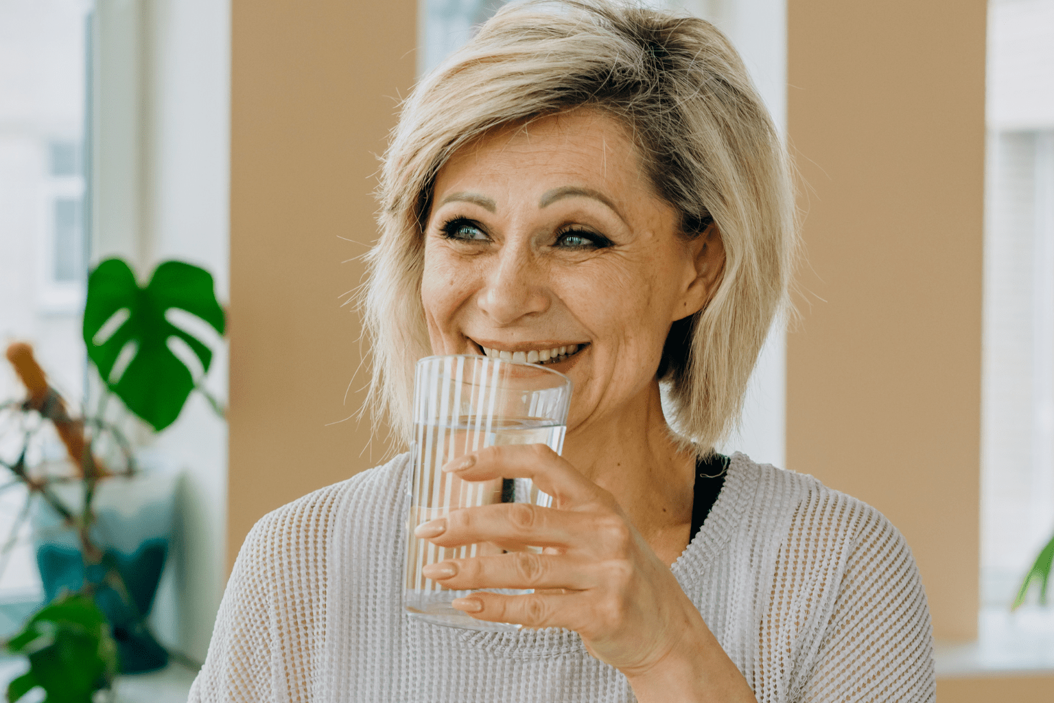 Elderly drinking water